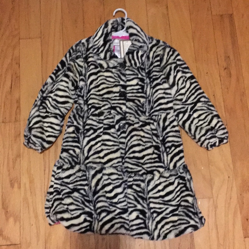 Girls zebra print fur coat
